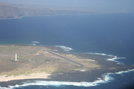 Tipof the peninsula called Kahlu Pt, lighthouse, and and Kalaupapa Airport.